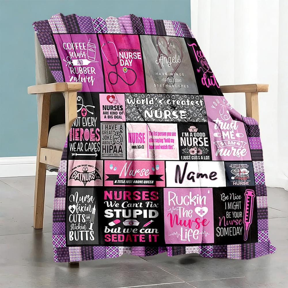 Pink Nurse Personalized Name Blanket Cozy Customizable Blanket Durable Comfort Throw For Seaside Picnics Sofa Chair for All Occasions