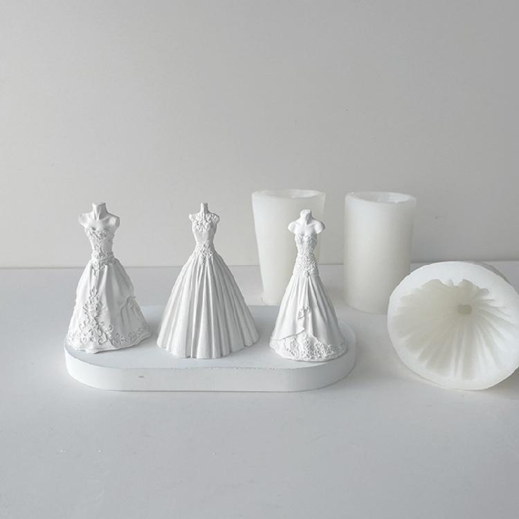 3D Bride Wedding Dress Silicone Candle Mold Bridegroom Suit Resin Casting Moulds