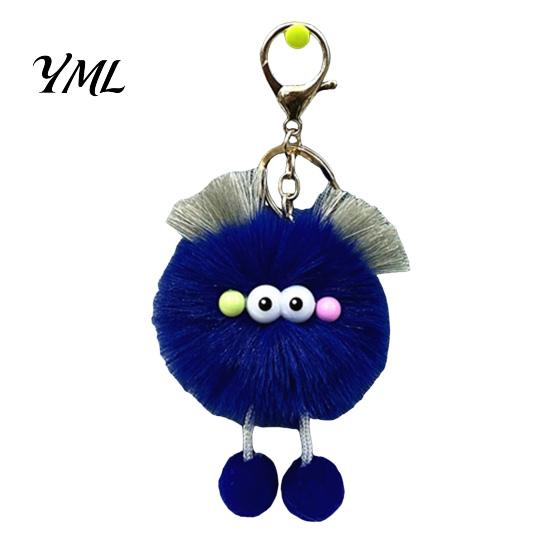 Plush Bag Accessory Cartoon Ball Keychain, Fluffy Pompom Keychain with Metal Clasp, Key Holder Backpacks Handbags Keys Decorative Pendant for