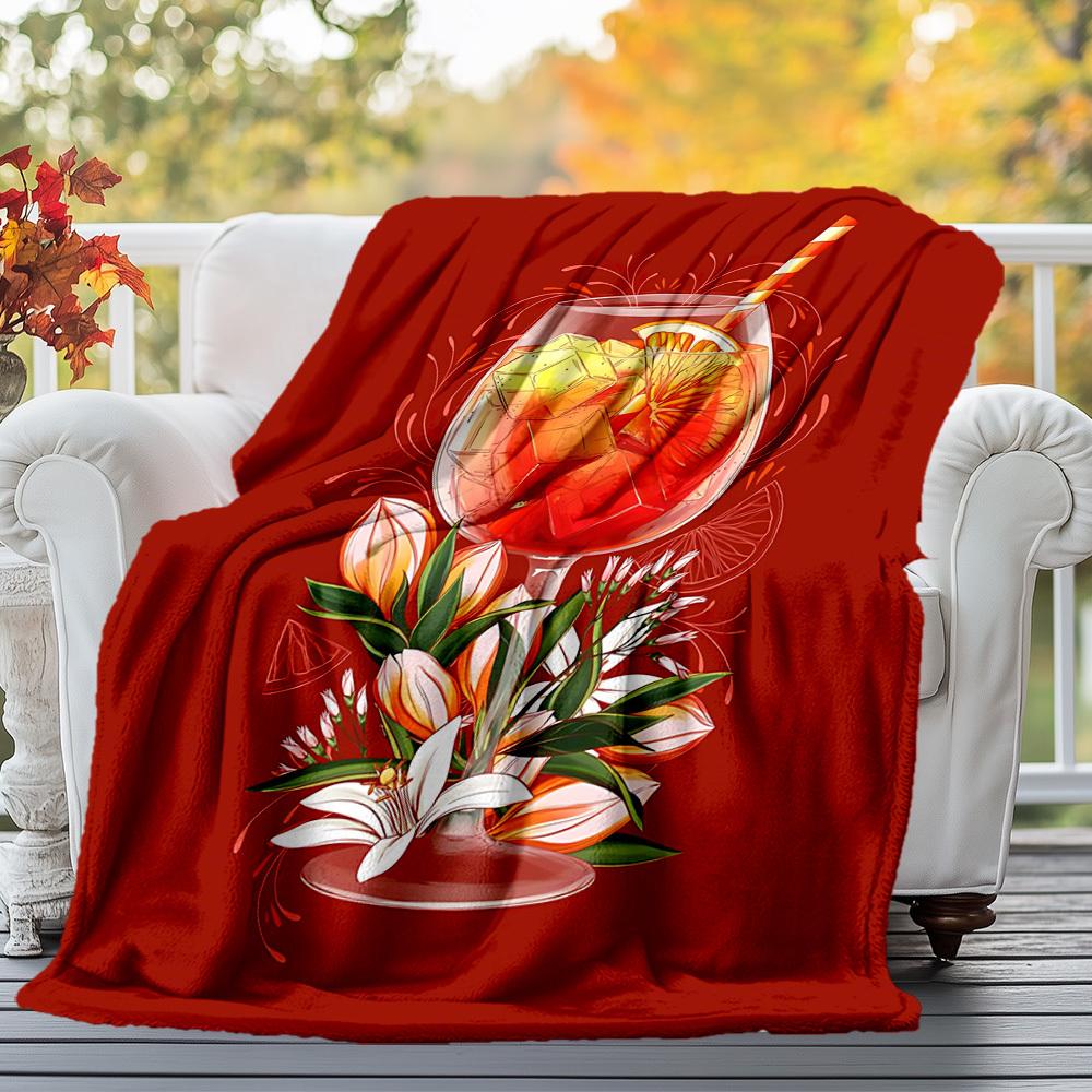 1PC cocktail flowersOutdoor Flannel Blanket - Soft Plush Decor for Picnics, camping, Bedroom, Playroom, Office, or Lunch Break 1340A