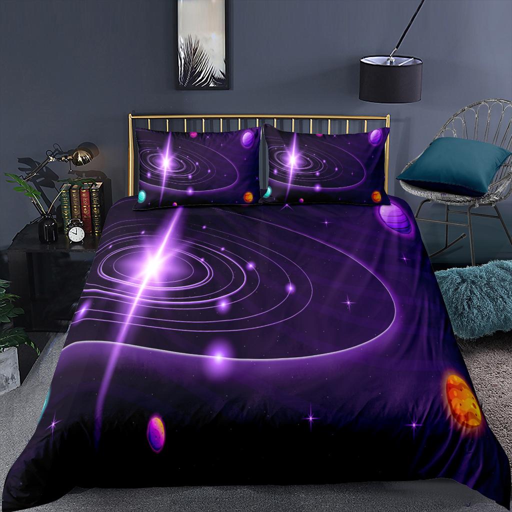 Comforter Starry Sky Galaxy Outer Space Bedding Set For Boys Girls Teen Cosmos Solar System Planet Comforter