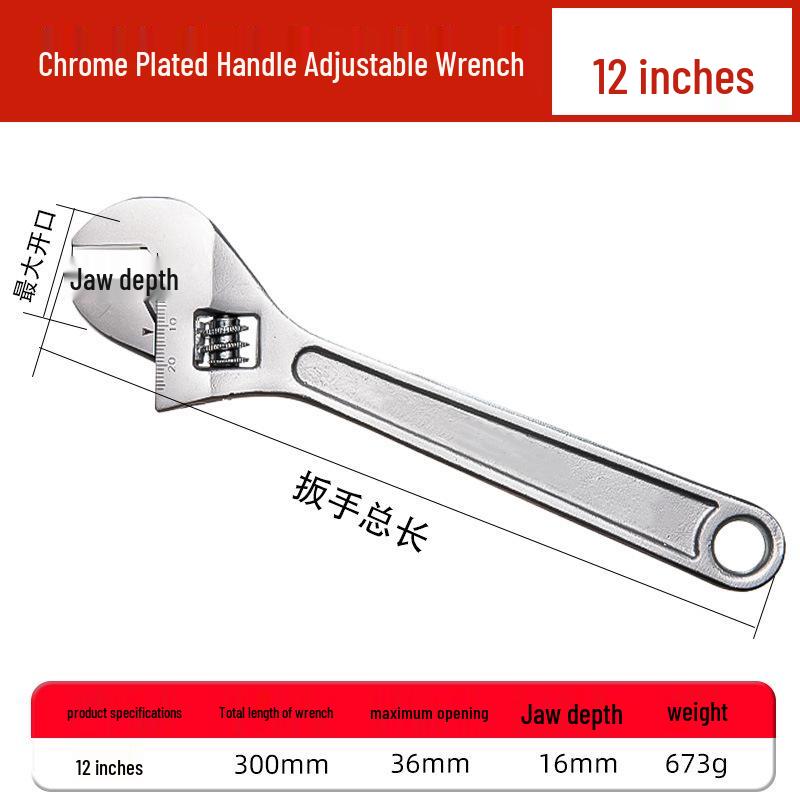 Rubber-coated adjustable wrench for auto repair, vehicle maintenance, and household use with open-end plastic handle.