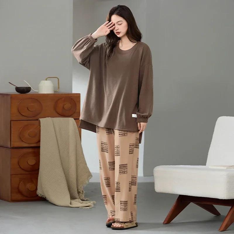 Cute Women's Pajamas Set Warm Pajamas Autumn and Winter Long Sleeve Long Pants Girls Pajamas Soft Pajamas Comfortable Cartoon Pajamas