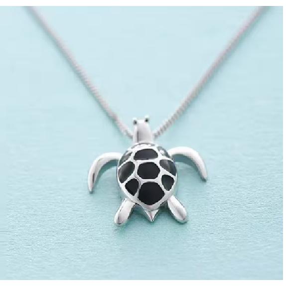 Buyee 925 Sterling Silver Big Pendant Chain Cute Turtle Sweet Necklace for Woman Unique Fashion Animal Fine Jewelry Chain