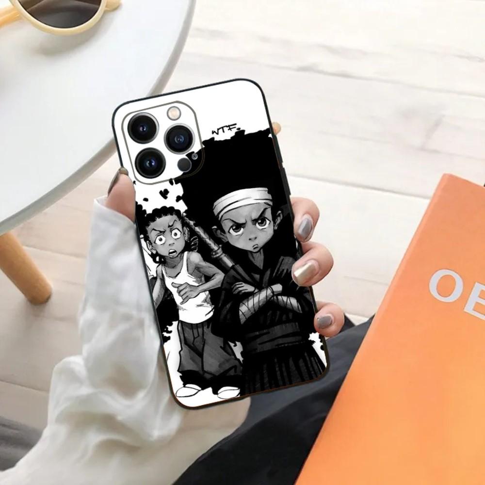 Cartoon The B-Boondocks Phone Case For iPhone 15,14,13,12,11,Plus,Pro Max,XS,X,XR,SE,Mini,8,7 Soft Silicone Black Cover