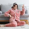 Pajamas women's three-layer thickened and cute winter can wear large-size warm padded loungewear