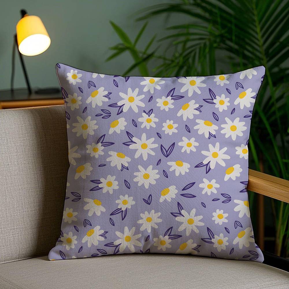 Full Print Floral Print Pattern Pillow Case Anti-dustmite Pillowcase Invisible zipper silky short plush Sofa cushion cover