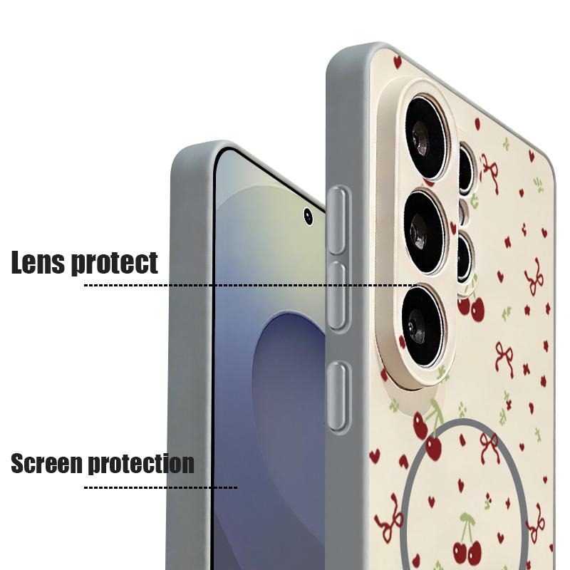 Magnetic For Magsafe Case For Samsung Galaxy S26 Ultra S25 Edge S24 Plus S23 FE S22 A17 A54 A55 A56 A57 5G Watermelon Cherry Fruits Pattern Cover