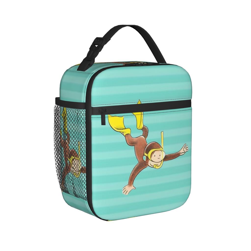 Curious Georges Monkey Cartoon Thermal Insulated Lunch Bags for School Portable Food Bag Thermal Cooler Lunch Boxes