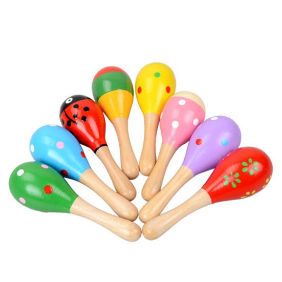 Wooden Maracas Multiple Colour Auditory Training Educational Toy Baby Sand Hammer Instrument Toy for Boys Girls