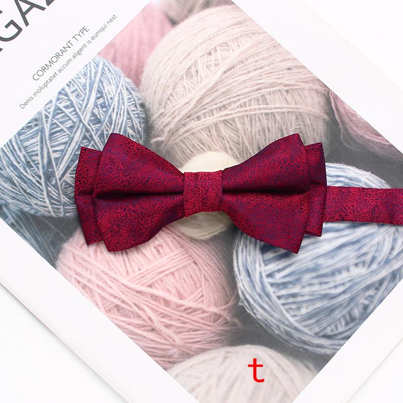 Färgvävd Jacquard Herrfluga 6cm Dubbellager Randig Liten Blomma Affärs Retro Kostym Skjorta Fluga