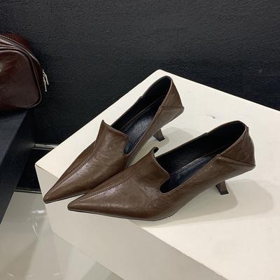 Single Shoes Pointed High Heels Thin Heels Small Leather Shoes Women's Versatile Deep Mouth Work Shoes