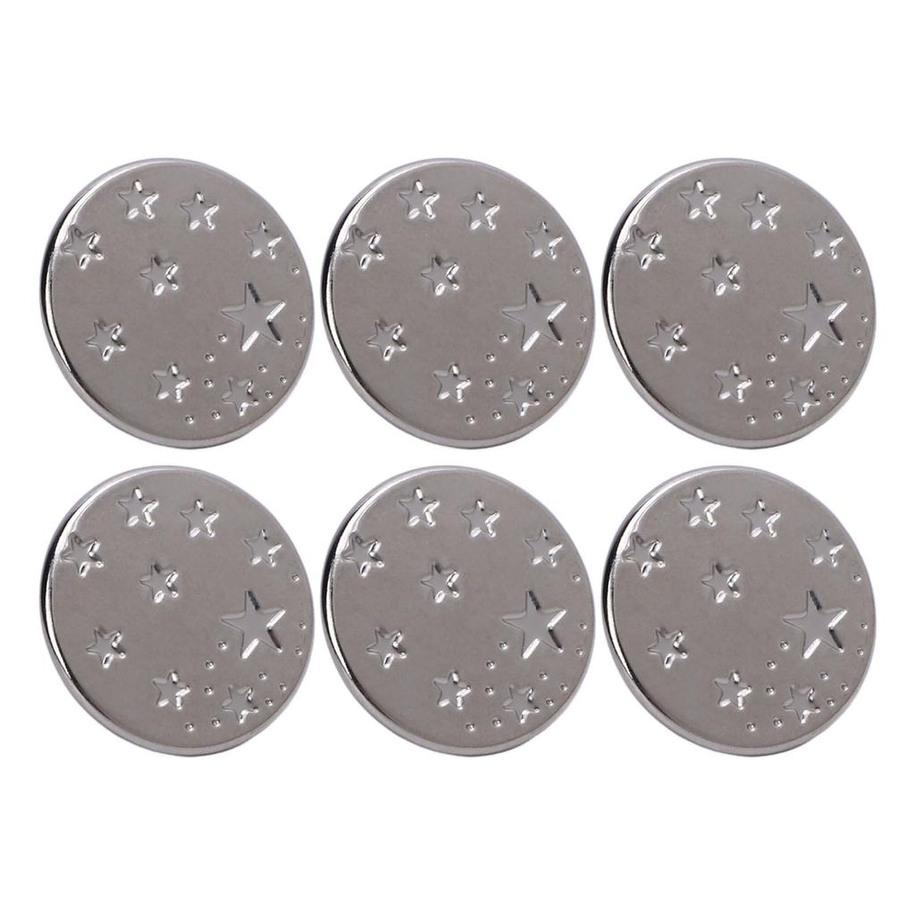 50 Sets Pants Buttons Replacement Stainless Steel Silver Color 17mm Stars Pattern Cap Pointed Screw