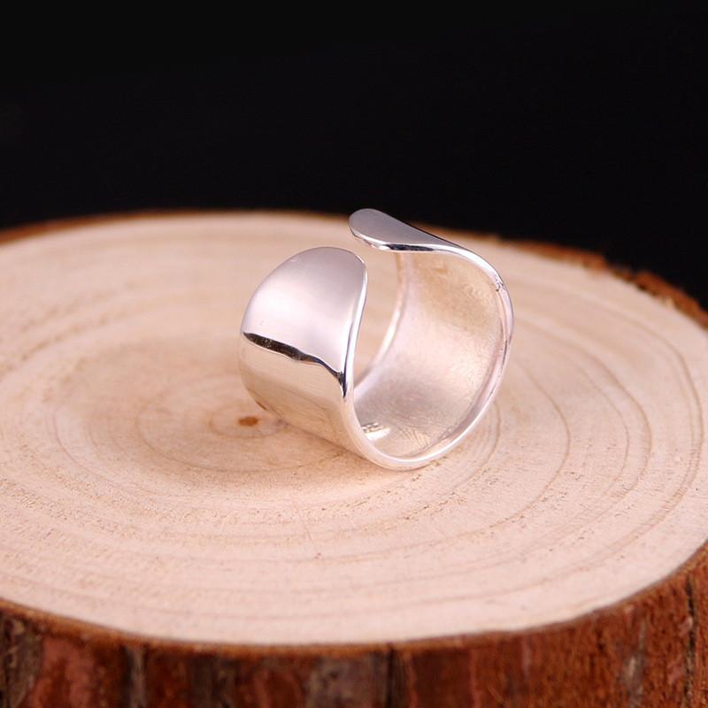 Beautiful S925 Pure Silver Ring For Women Trendy Minimalist Wide Band Design
