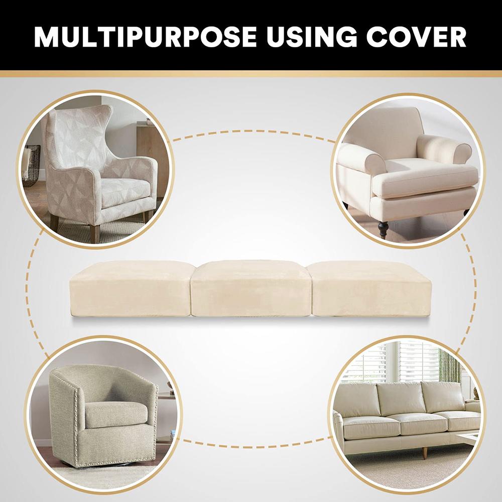 Simple Velvet Sofa Covers Super Soft Sofa Seat Cushion Covers Solid Living Room Stretch Sofa Couch Case Home Decor Washable Pets