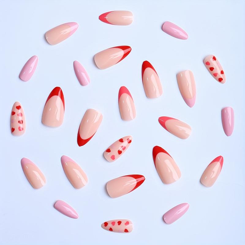 24 pieces of almond French boutique wearing nail simple love high-end nail art