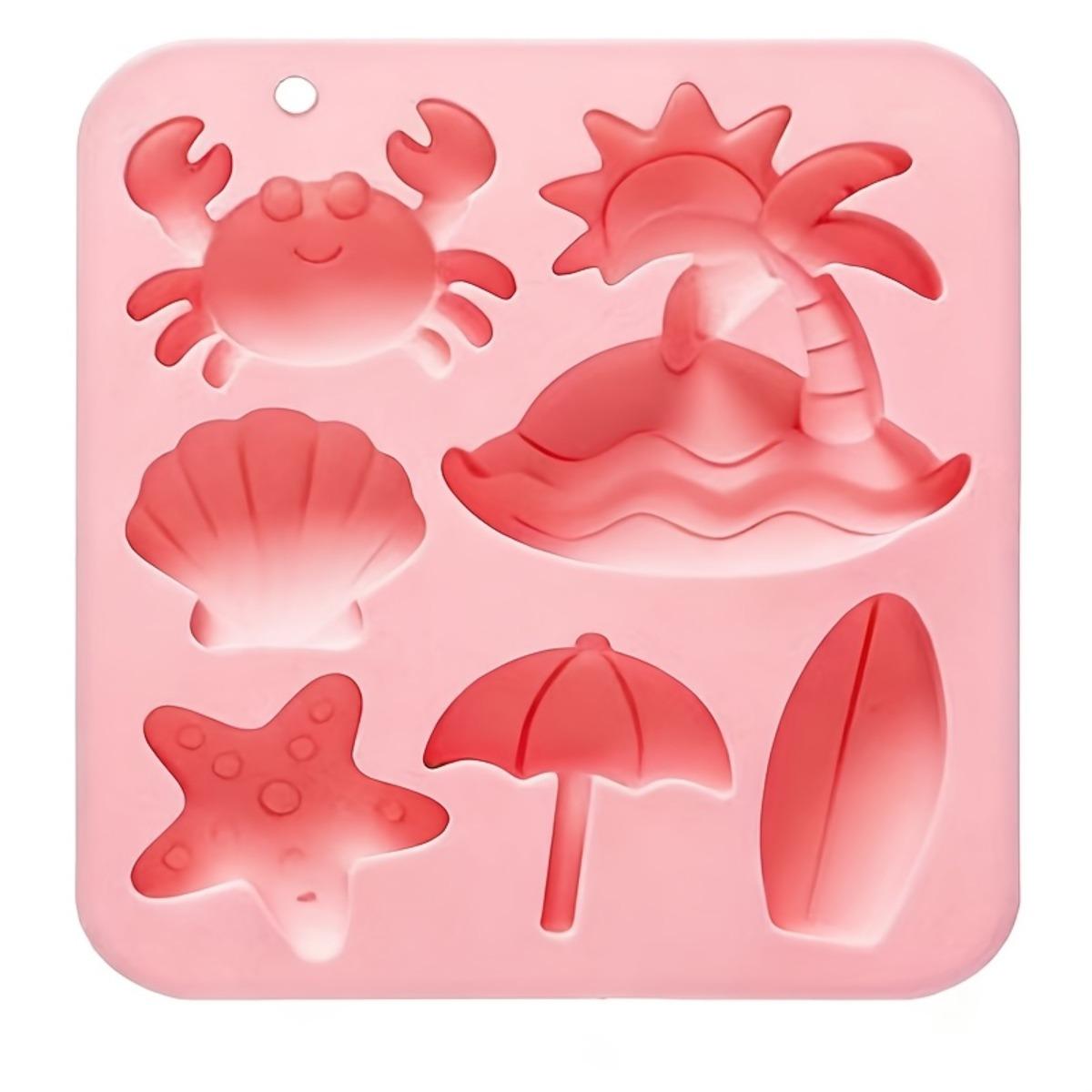 Summer Beach Theme 6 Chocolate Cake Ice Mold Animal Summer Dropping Gel Mold Ice Making Mold Baking Silicone Mold 1 PC розовый