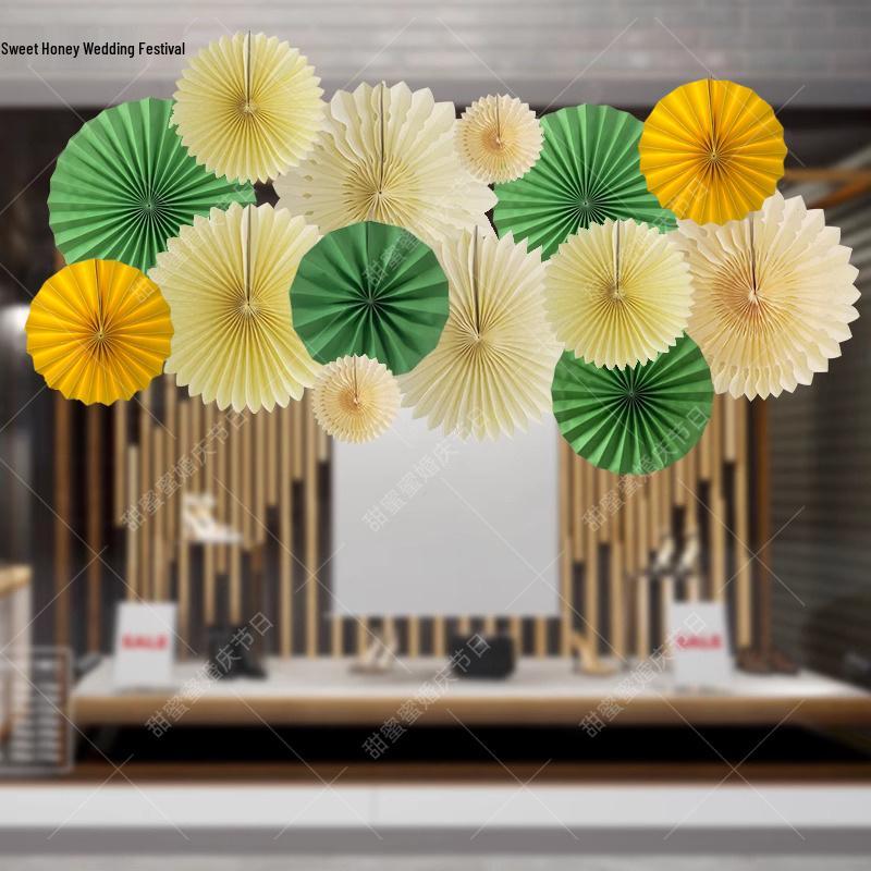 Hawaii Forest Green Wedding & Party Decor: Origami Paper Fan Theme