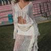 2025 Women's White Ruffled Lace Half Skirt, Holiday Style, Sexy & Slightly Sheer, Irregular Design
