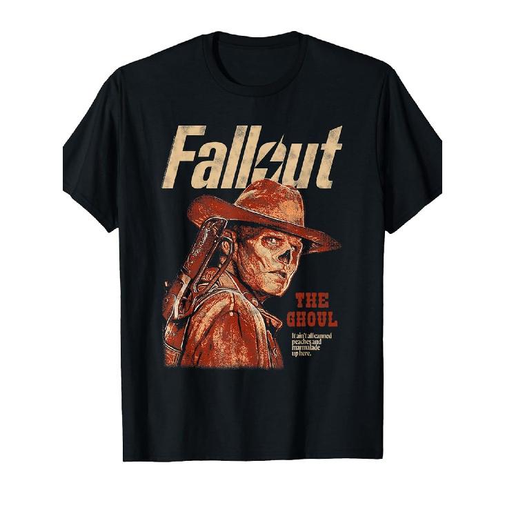 Fallout TV Show The Ghoul Graphic T-Shirt - Vintage Video Game Tee with Vault -Inspired Design, Soft Cotton Unisex Oversized Shirt for Men & Women, S чёрный