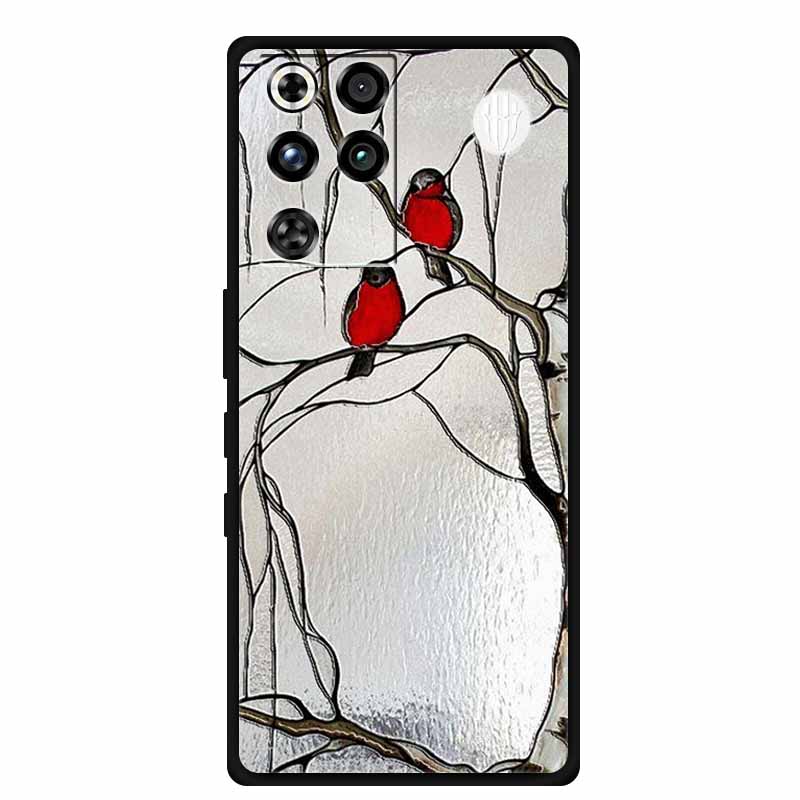 For ZTE Nubia RedMagic 11 Pro 5G Case 3D Emboss Flowers Relief Soft Black Silicone Back Cover For ZTE Nubia RedMagic 11Pro Funda