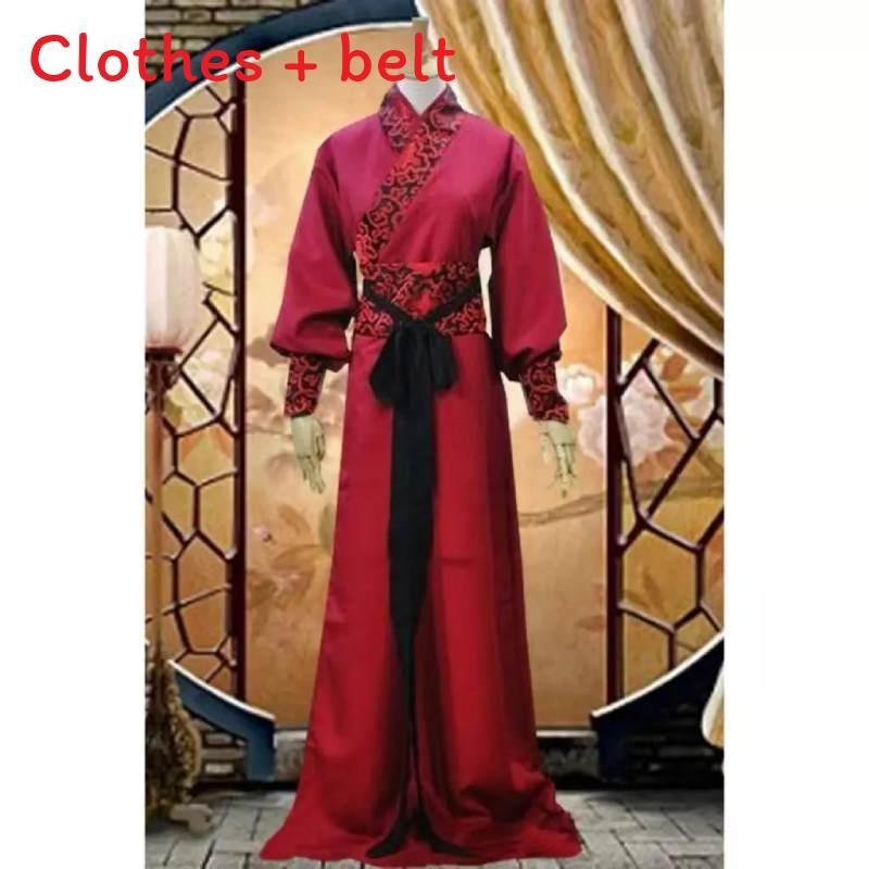 Hanfu Performance Costume With Rich Fabric And Decorative Belt For Stage And Ceremony Use
