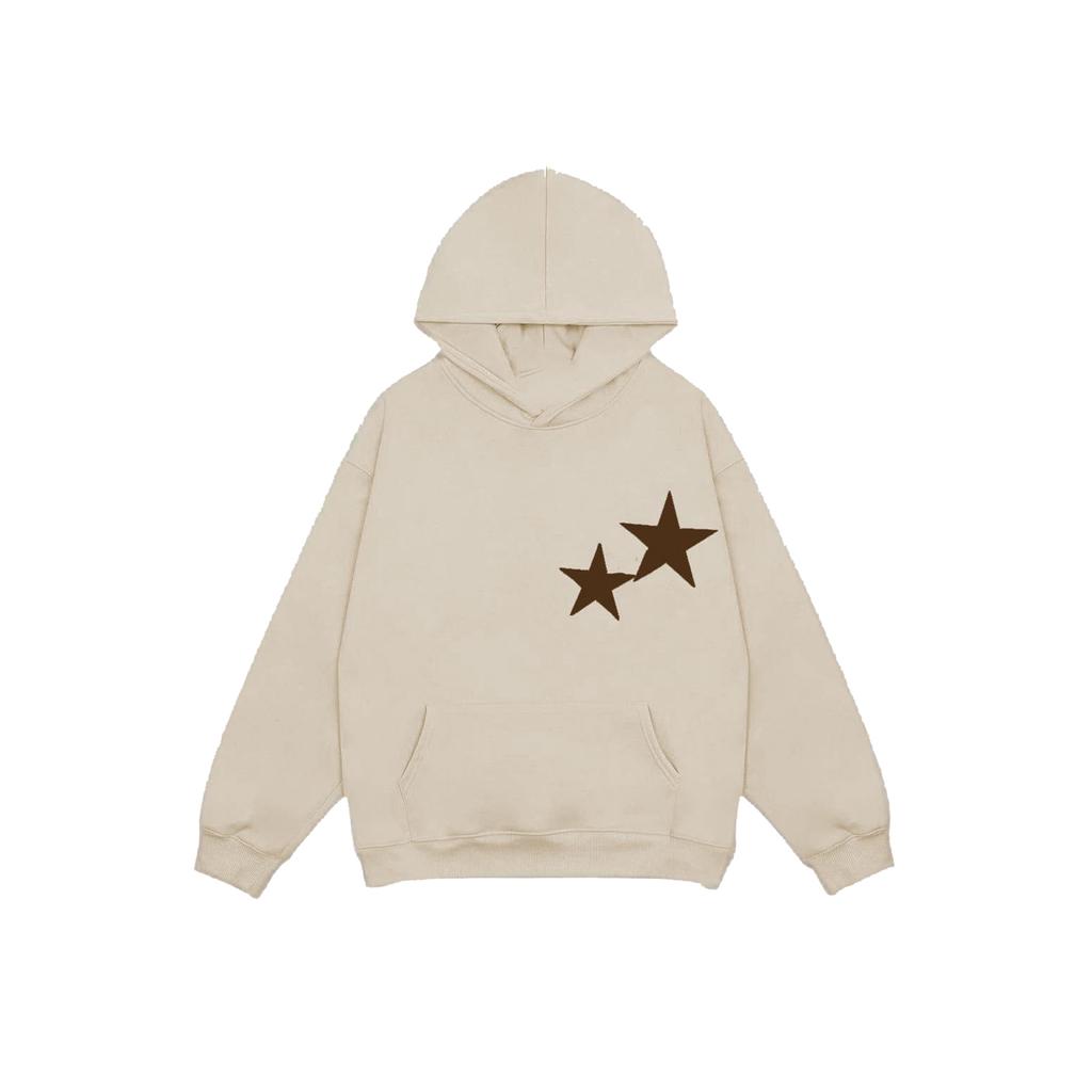 Women's Fall Fashion Hoodies Star Print Long Sleeve Hood Loose Fit Fleece Sweatshirt