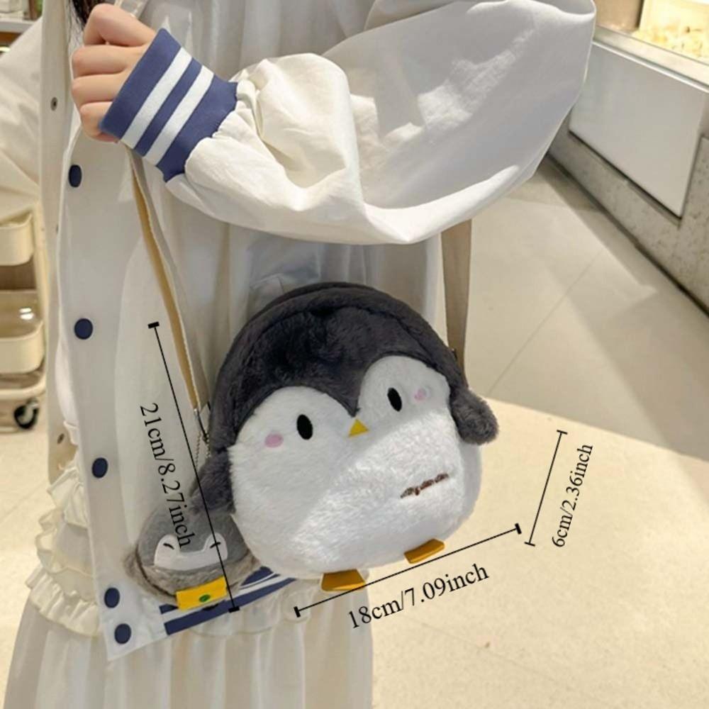 Korean Style Penguin Handbag Doll Funny Messenger Bag Travel Plush Crossbody Bag  Outdoor