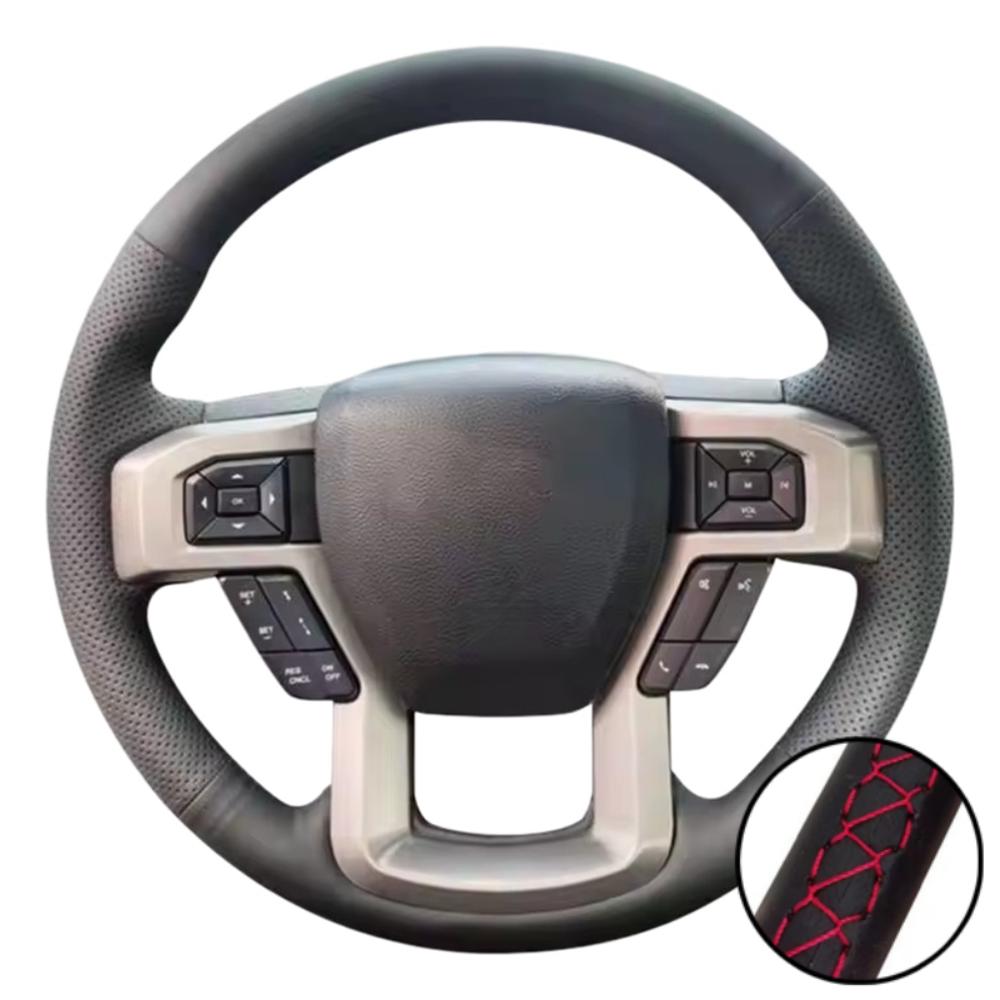 Braid Perforated Artificial Leather King Ranch Lariat Platinum XL XLT 2015-2017 Volant Steering Wheel Cover For Ford F-150