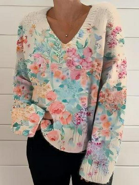 2024 Women's 3D Print V-neck Knit Cardigan: Early Spring/Autumn Sweater