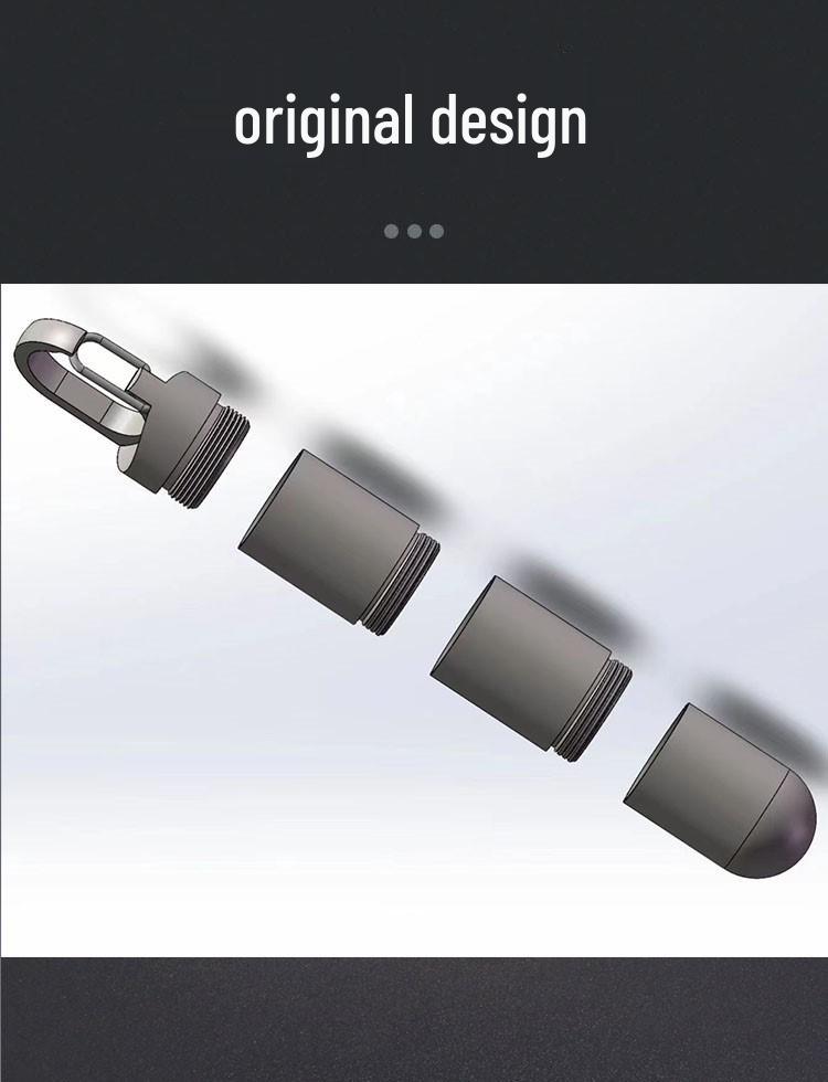 Stainless Steel Waterproof Pill Bottle Keychain - Portable Multi-Compartment EDC Storage.