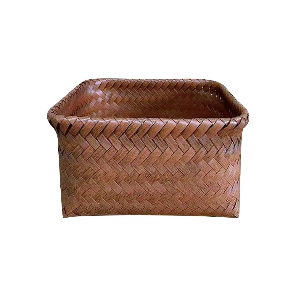 

Brown Storage Basket Rectangle Round With Handle Sundries Organization Basket Imitation Weaving Picnic Basket Home Storage