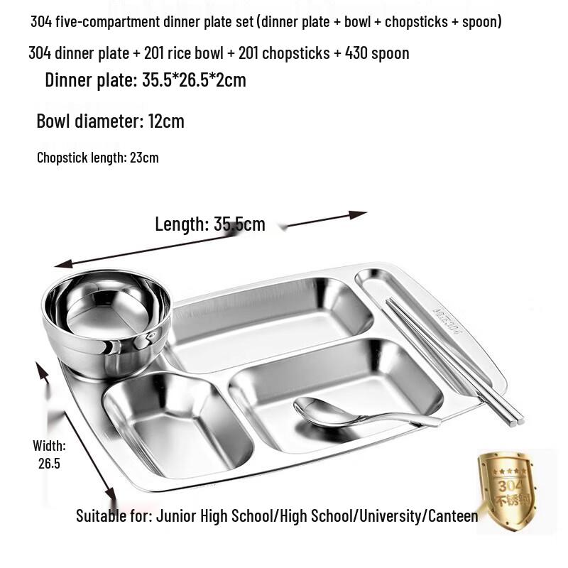FATTBAO Stainless Steel Divided Lunch Trays