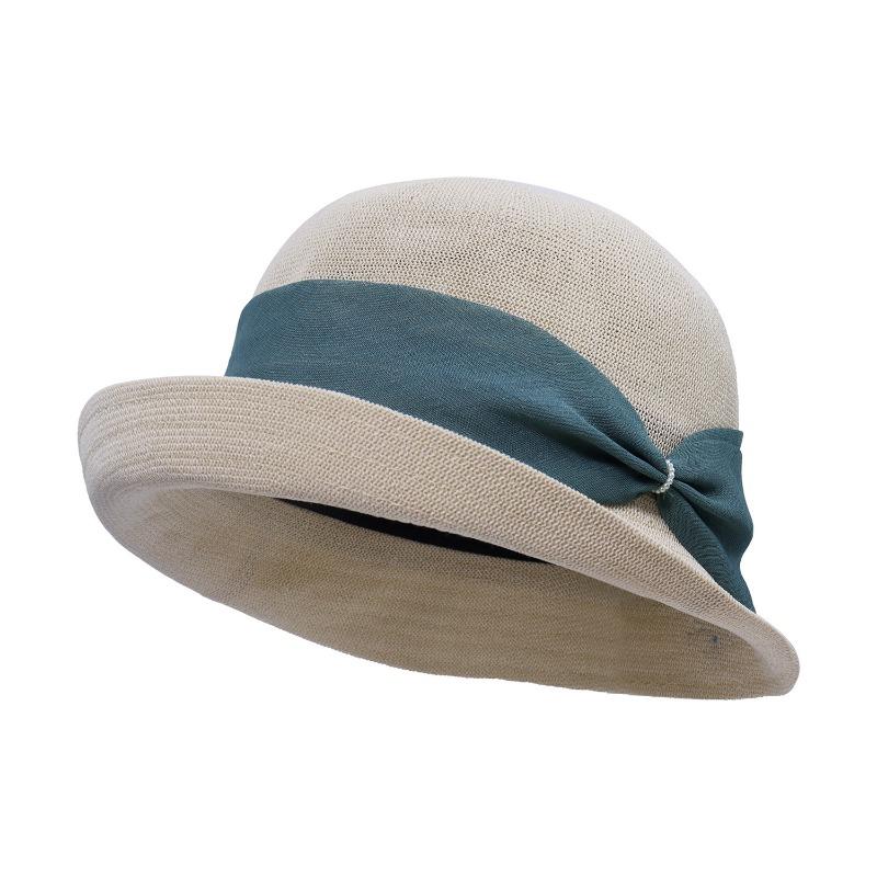 Bow straw hat women travel sunscreen casual sun hat spring and summer outdoor straw bucket hat