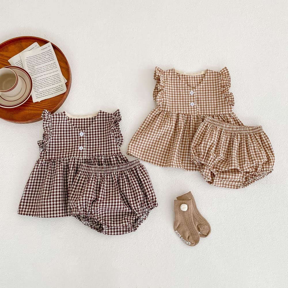 Baby Clothes Clothes Girls Clothes Summer Short Sleeve One Piece Shorts Pants Girls Casual Everyday Wear Shrine Visit Recital Birthday Gift Plaid