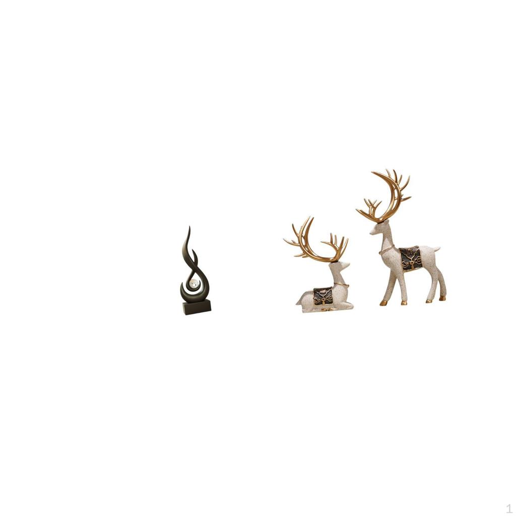 Abstract Resin Fire And Reindeer Statue Ornament Modern Art Sculpture Keepsake Figurine for Living