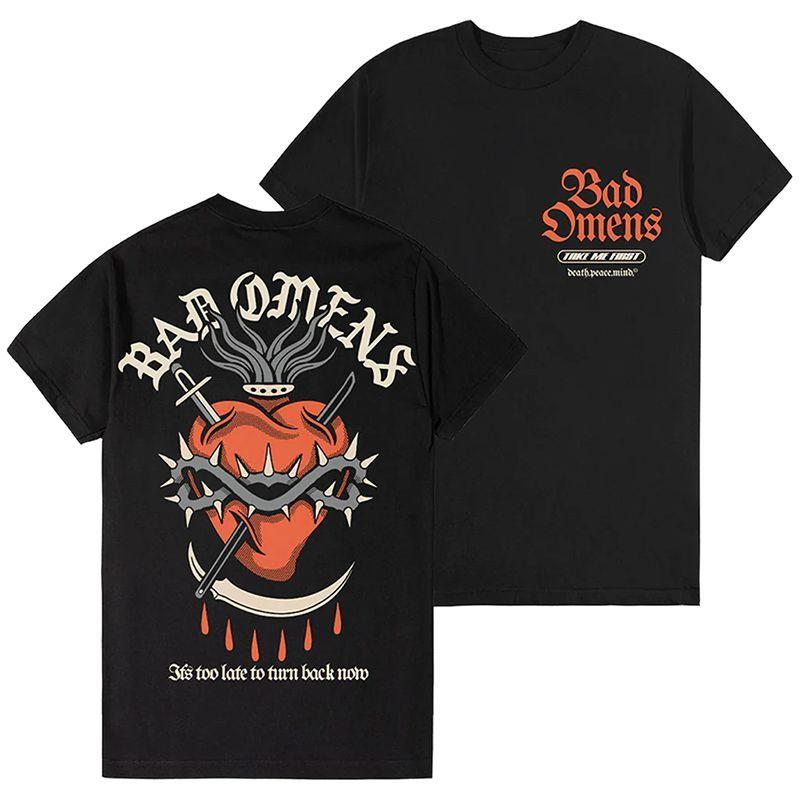One Million Bad Bad Omens Metal Core Rock Zenekar Amerikai Retro Szabadidő Könnyen Nyomtatható Rövid Ujjú Póló Férfiaknak és Nőknek