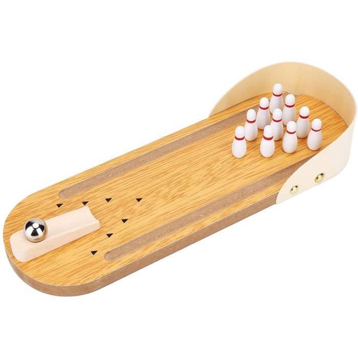 Jeu de bowling - ZGEER - Mini jeu en bois - 29,5 x 10 cm - Pour enfants à partir de 3 ans - Intérieur
