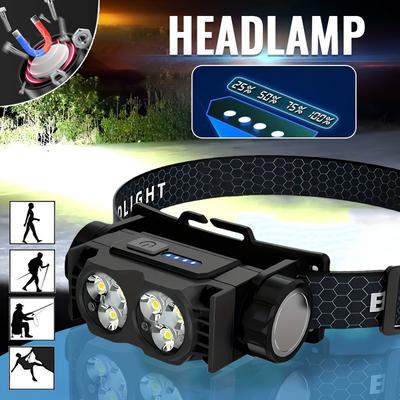 Multifunktionale magnetische tragbare Arbeitsstirnlampe wiederaufladbare Stirnlampe mit 3-Stufen-Einstellung für Outdoor-Camping, Laufen und Angeln