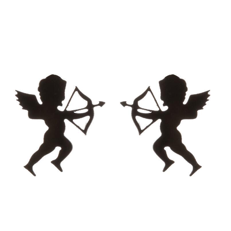 Stainless Steel Hip-Hop Punk Smiley Face & Cupid Angel Earrings