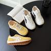 College Style Thick-soled Color Matching New Leather Lace-up White Shoes Student Versatile Sports Single Shoes Women