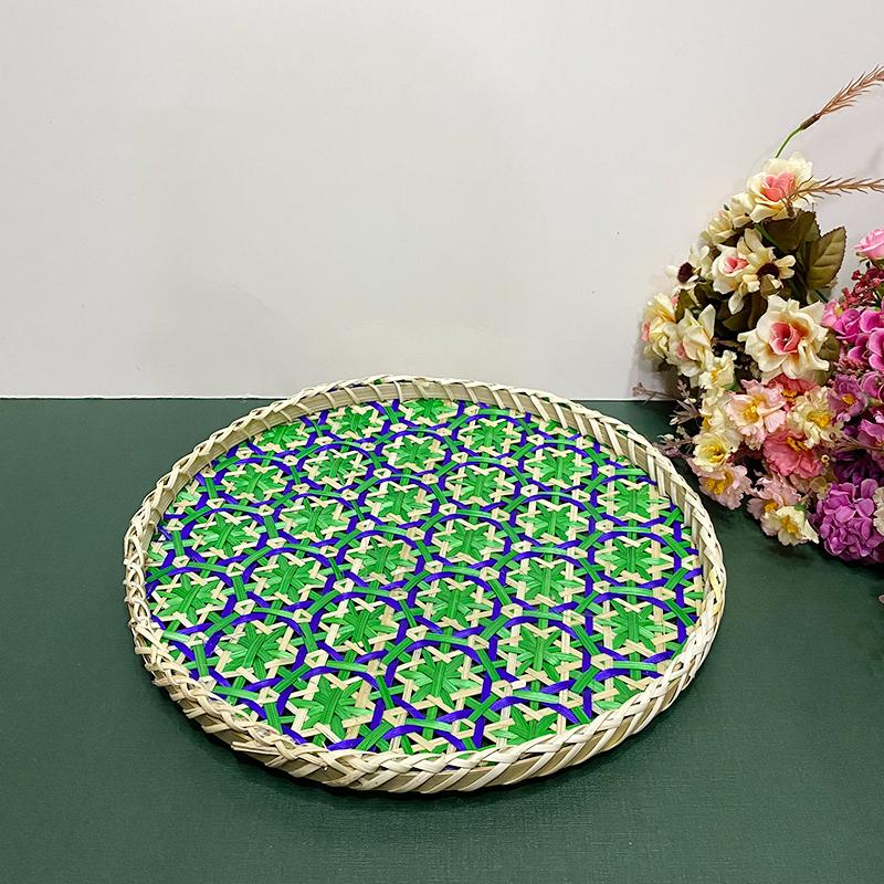 1PC Handwoven Bamboo Fruit Basket Bamboo Household Bamboo Sieve Tray Bamboo Strainer Ethnic Traditional