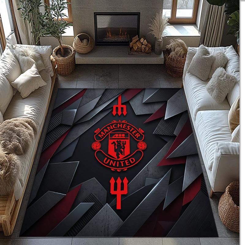 Manchester United Geprint Flanellen Vloerkleed Niet-Glijdend Zacht Polyester Vloerkleed Binnen Decoratie Mat voor Slaapkamer Woonkamer Bank