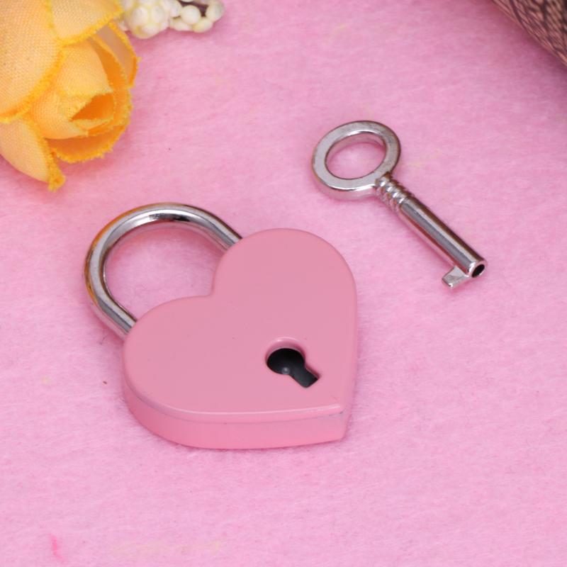 Metal for Wish Lock Mini Heart Archaize Padlocks With for Key Jewelry Box Decorative Padlock for Lovers, Girls, Students