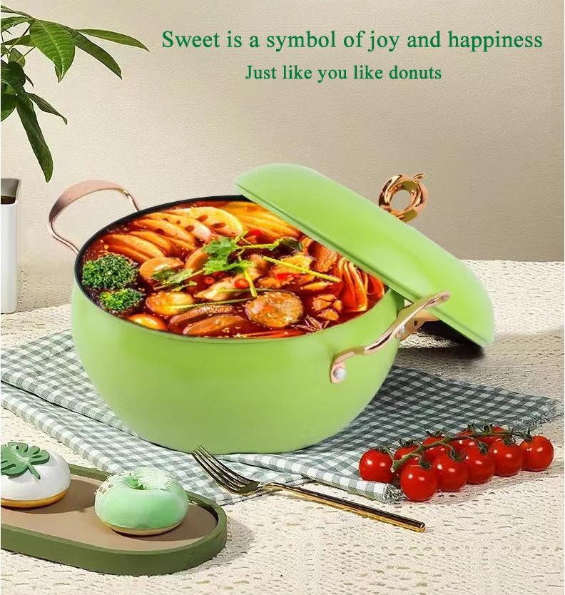Double Ear Stew Pot,Large Capacity Non-Stick Cooking Pot, 8L, Fine Iron,  Home Health Pot, Apple, New