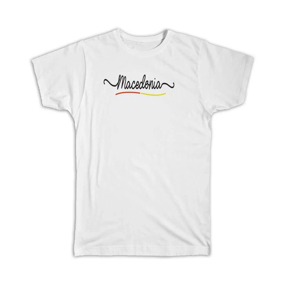 Gift T-Shirt : Macedonia Flag Colors Macedonian Travel Expat Country Minimalist M