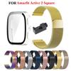 Milanese Loop Band with PC Case for Amazfit Active 2 Square Magnetic Stainless Steel Bracelet
