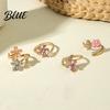Anti-oxidation Ring 4Pcs/Set Adjustable Set Pink Flower Multi-Petal Design Finger