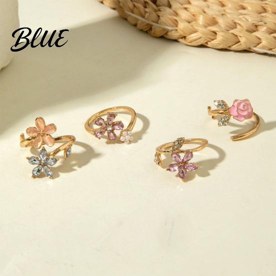 Anti-oxidation Ring 4Pcs/Set Adjustable Set Pink Flower Multi-Petal Design Finger