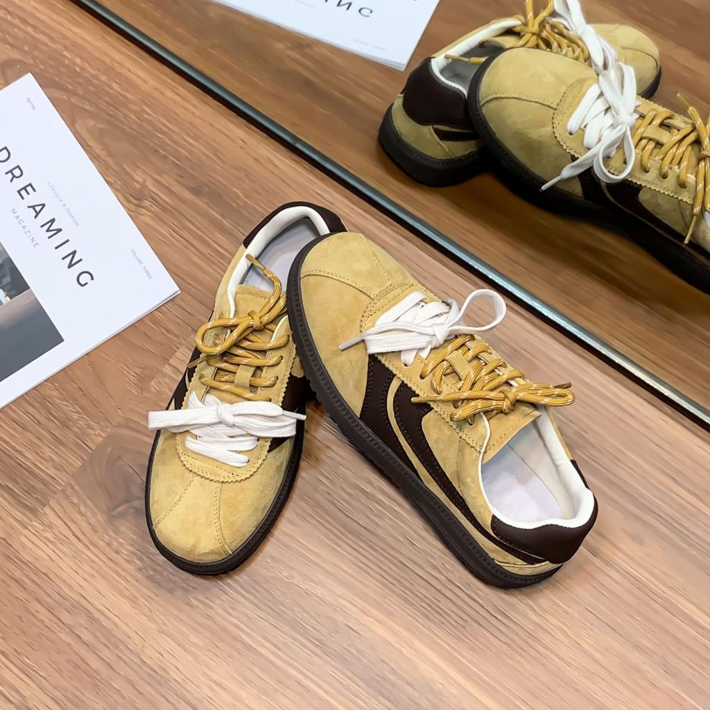 Red German training shoes women's 2025 spring and autumn new flat baseplate shoes Korean version of college style casual sports shoes women's o